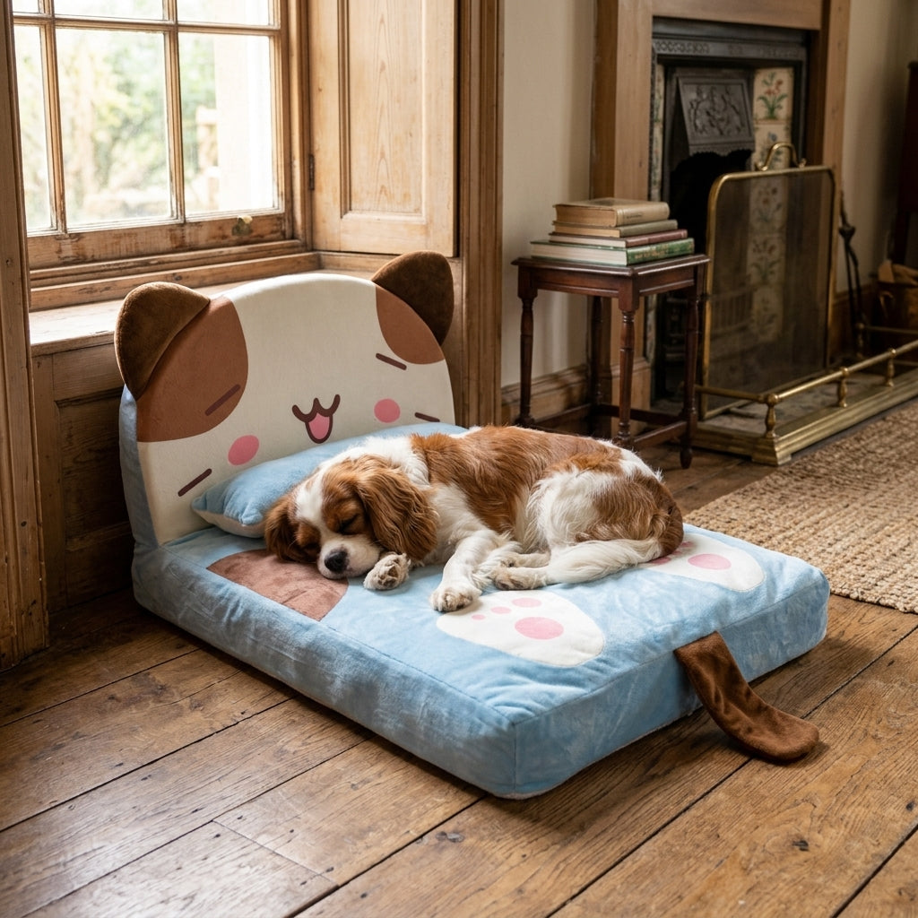 Calming Plush Dog Bed, Raised Rim and Non-Slip Base