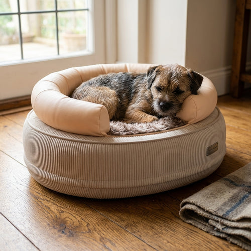 Calming Plush Dog Bed, Raised Rim and Non-Slip Base, for Small Breeds