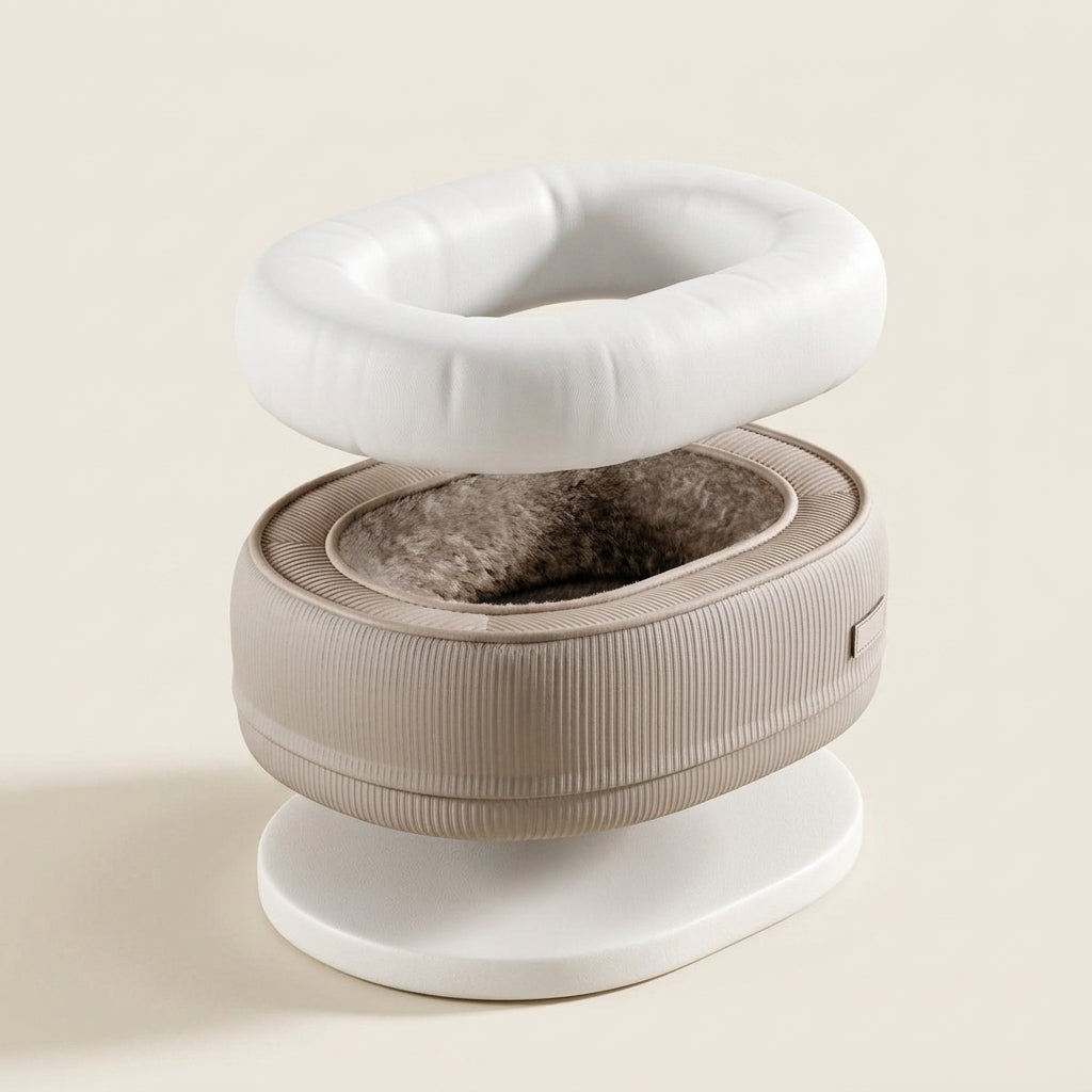 Calming Plush Dog Bed, Raised Rim and Non-Slip Base, for Small Breeds