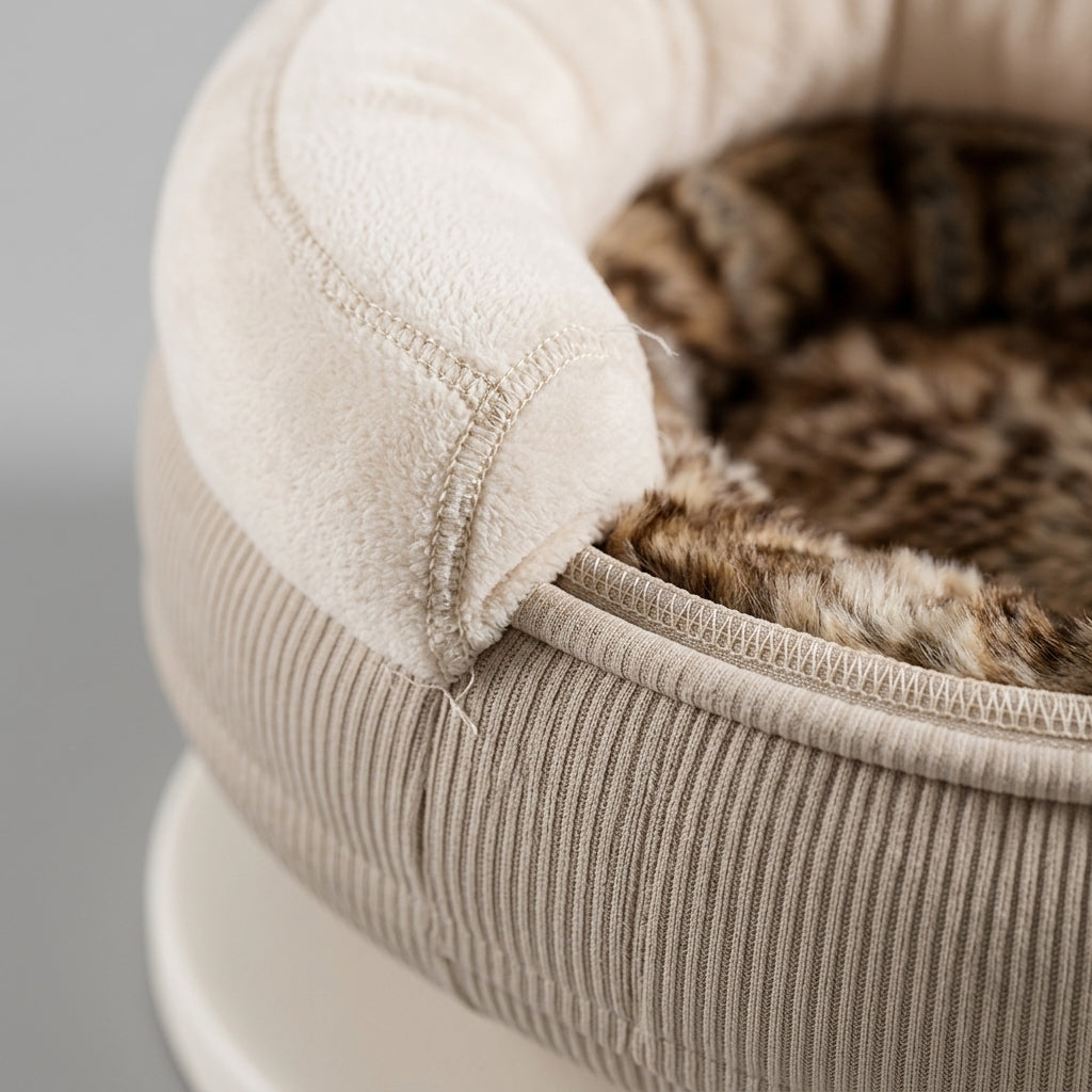 Calming Plush Dog Bed, Raised Rim and Non-Slip Base, for Small Breeds
