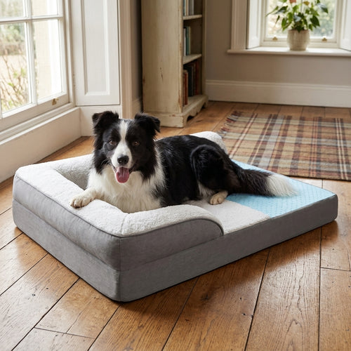 Calming Plush Dog Bed, Raised Rim and Non-Slip Base, Waterproof