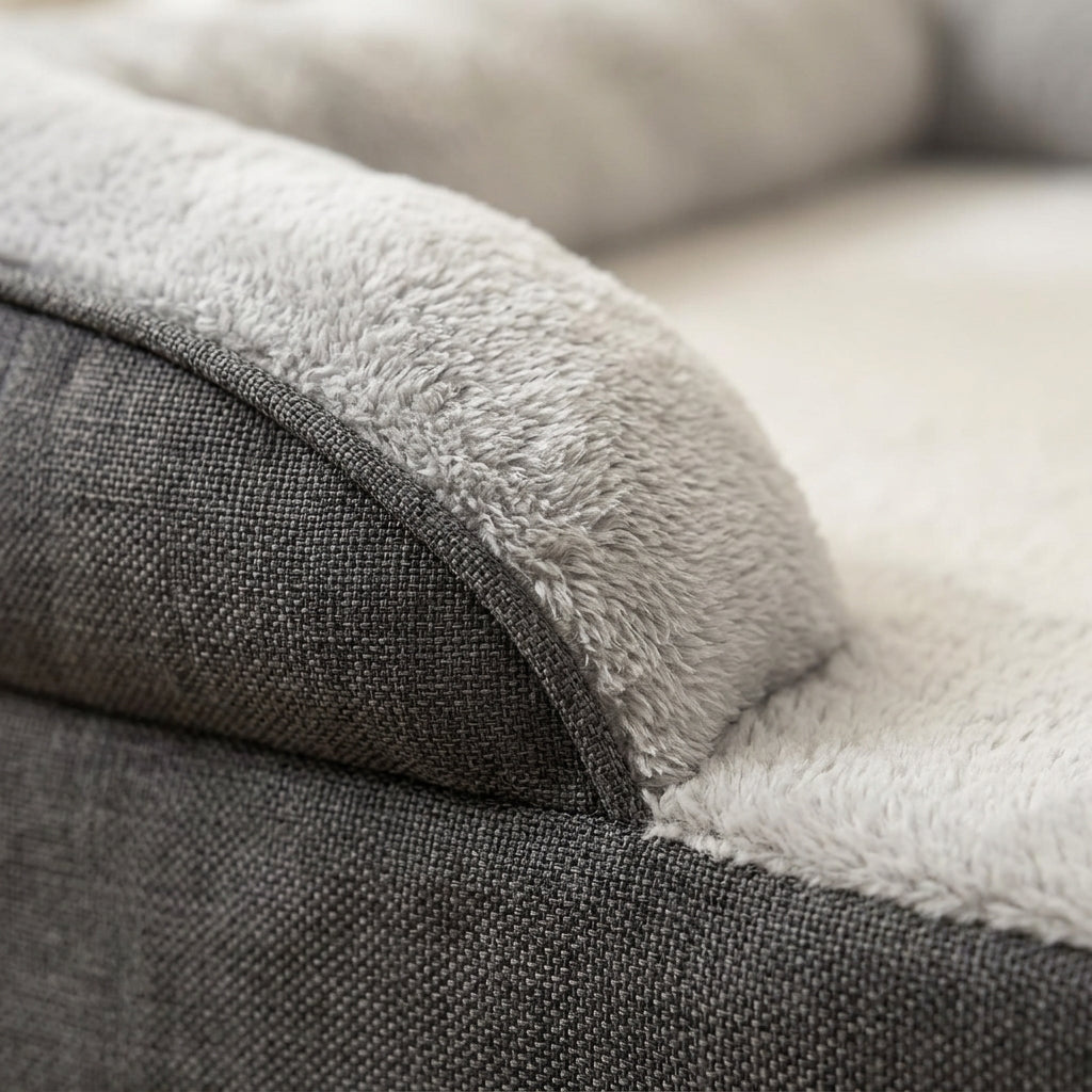 Calming Plush Dog Bed, Raised Rim and Non-Slip Base, Waterproof