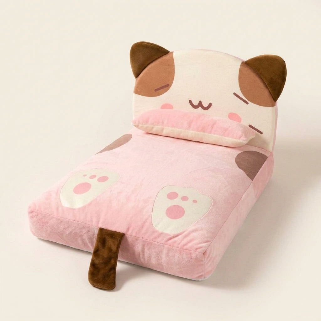 Washable dog bed, supportive backrest for anxious dogs, Pink, studio