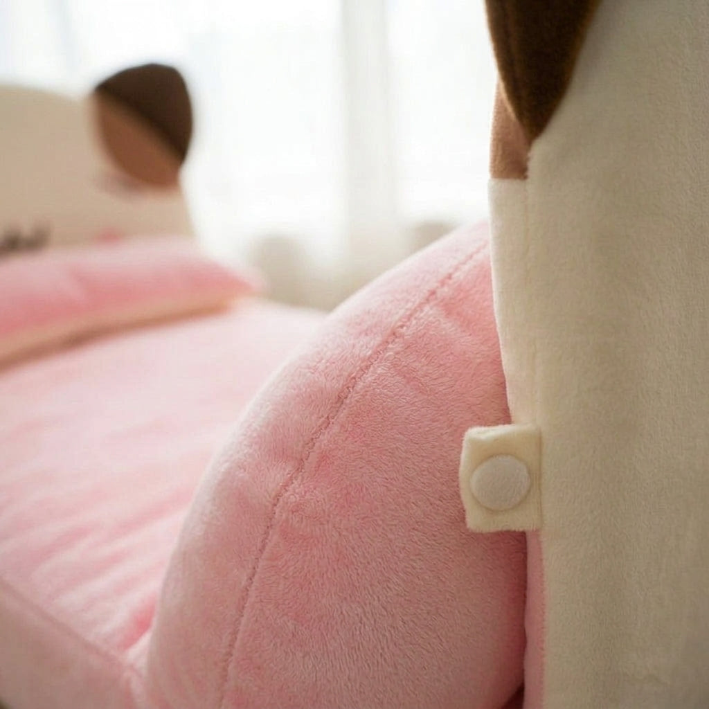 Washable dog bed, supportive backrest for anxious dogs, Pink, detail