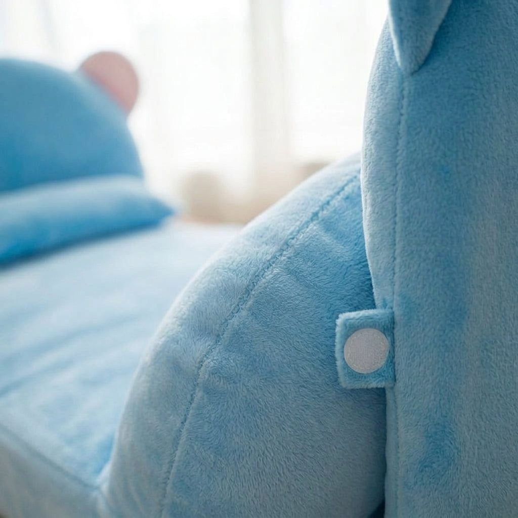 Washable dog bed, supportive backrest for anxious dogs, Sky Blue, detail
