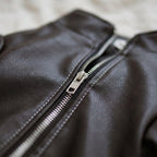 Dog faux leather jacket, fleece lined bomber coat, machine washable, Autumn weight, detail