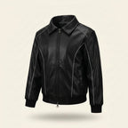 Dog faux leather jacket, fleece lined bomber coat, machine washable, Thickened, studio