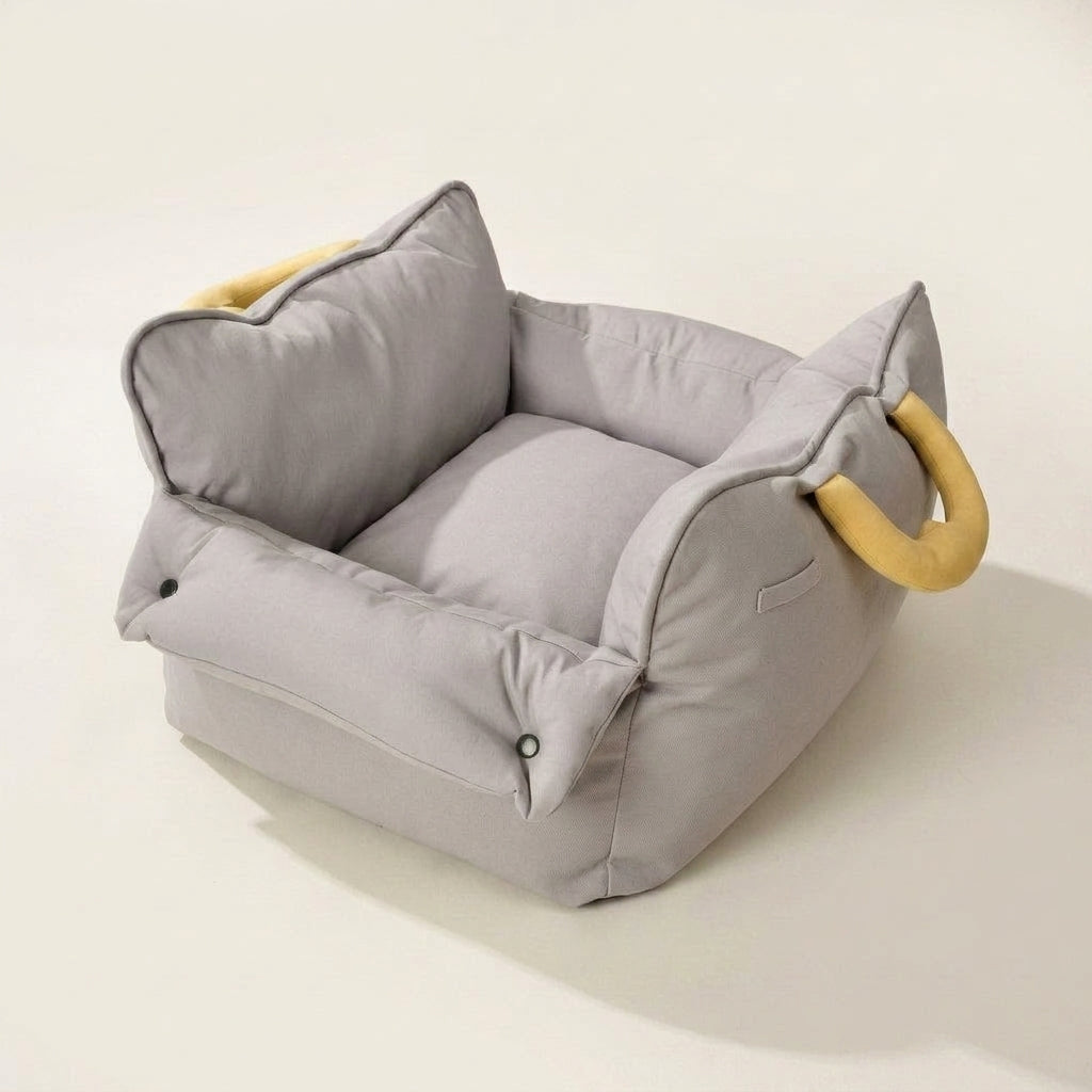 Dog car travel cushion, padded, waterproof, machine washable, Dove Grey, studio
