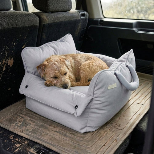 Dog car travel cushion, padded, waterproof, machine washable, Dove Grey