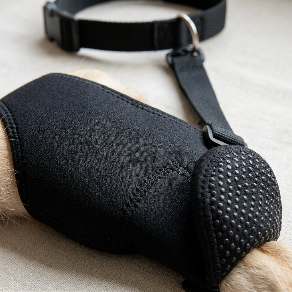 Dog leg sleeve, non-slip rubber sole, breathable paw protection, Left, detail