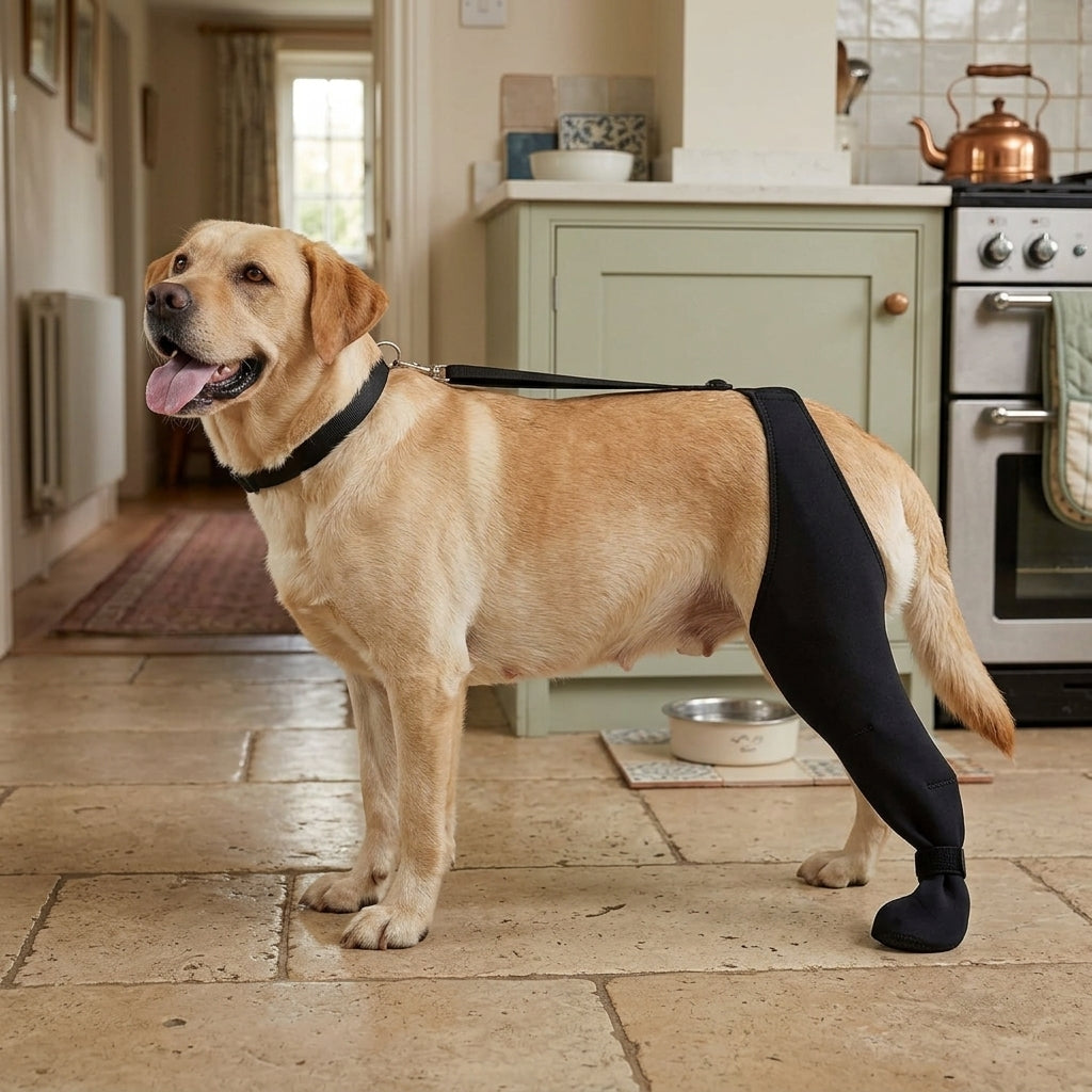 Dog leg sleeve, non-slip rubber sole, breathable paw protection, Left