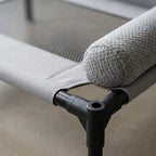 Elevated dog bed, mesh base with bolster sides, detail