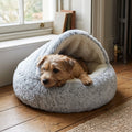 Enclosed Dog Cave Bed, Warm Hooded Hideaway, for Small Breeds