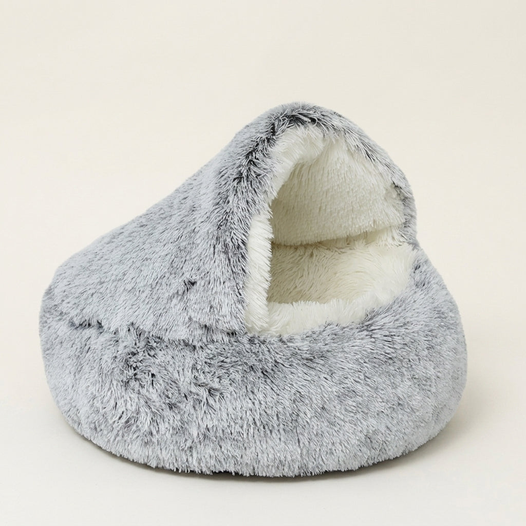 Enclosed Dog Cave Bed, Warm Hooded Hideaway, for Small Breeds