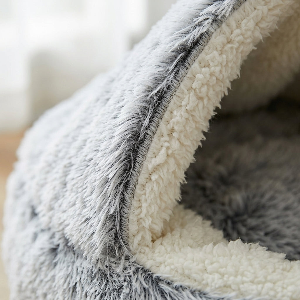 Enclosed Dog Cave Bed, Warm Hooded Hideaway, for Small Breeds