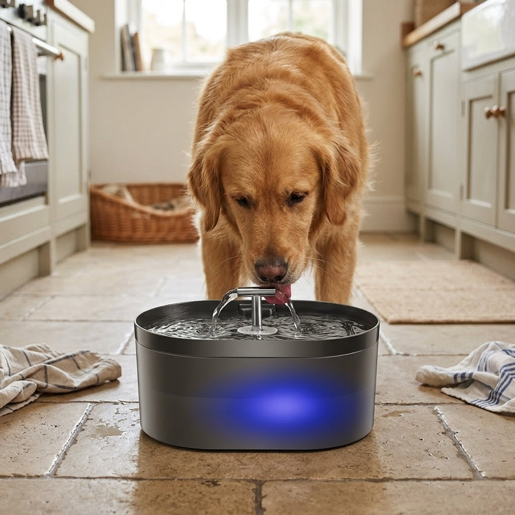 Filtered Dog Water Fountain, Quiet Circulating Pump