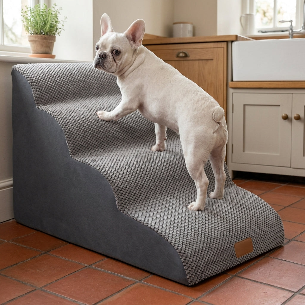 Dog stairs, non-slip foam, removable washable cover, 4 steps
