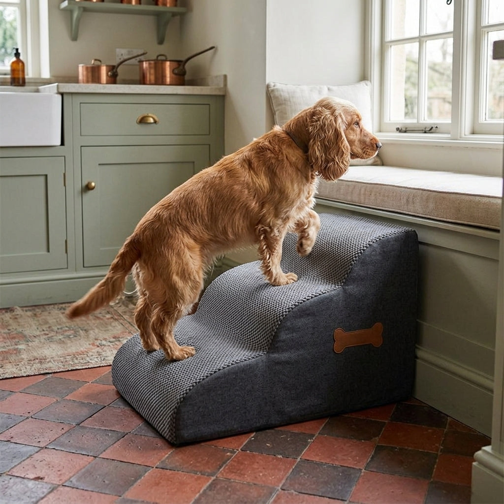 Folding Dog Steps, Non-Slip 3-Step Pet Stairs