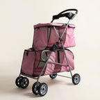 Folding dog stroller, four wheel with brake, studio