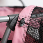 Folding dog stroller, four wheel with brake, detail