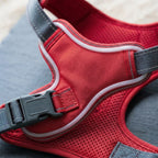 LED dog harness, illuminated light edging, adjustable quick release, Red, detail