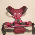 LED dog harness, illuminated light edging, adjustable quick release, Rose Red, studio