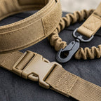 Dog collar and lead set, padded collar, shock absorbing bungee lead, Khaki, detail