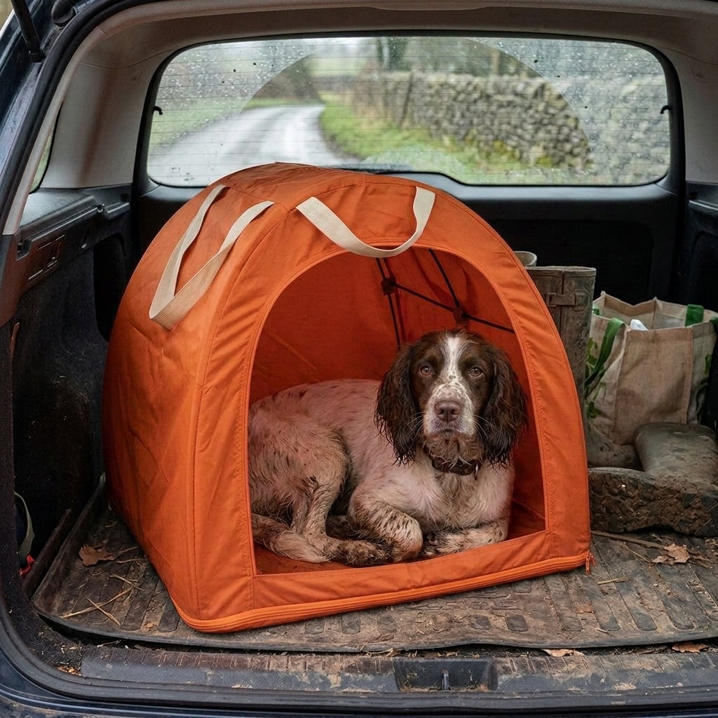 Dog Tent Shelter: Pop up dog tent, folds flat with carry bag, portable shelter, Tent with upholstery