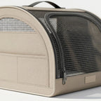 Mesh dog carrier, car travel carrier for small dogs, safety tether, Beige, detail