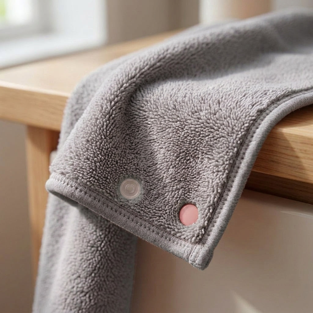 Dog drying towel, ultra absorbent microfibre, machine washable, Grey large, detail