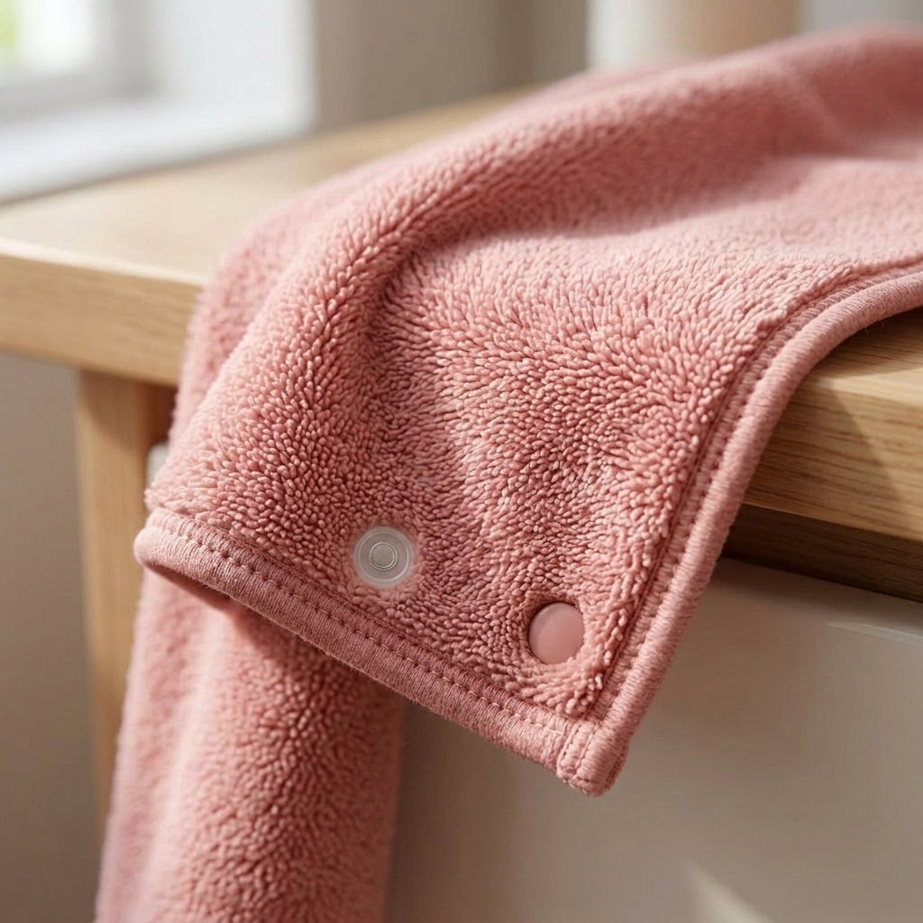 Dog drying towel, ultra absorbent microfibre, machine washable, Pink medium, detail