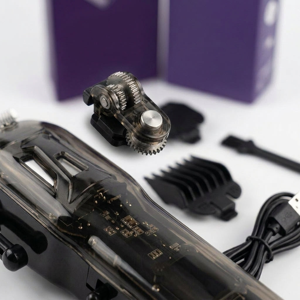 Dog clippers, quiet cordless design, ceramic blade, digital display, Black, detail
