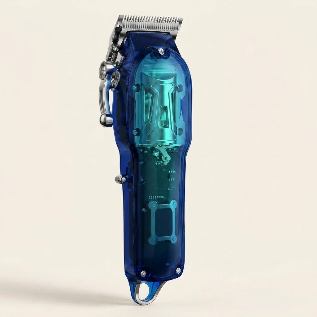 Dog clippers, quiet cordless design, ceramic blade, digital display, Blue, studio