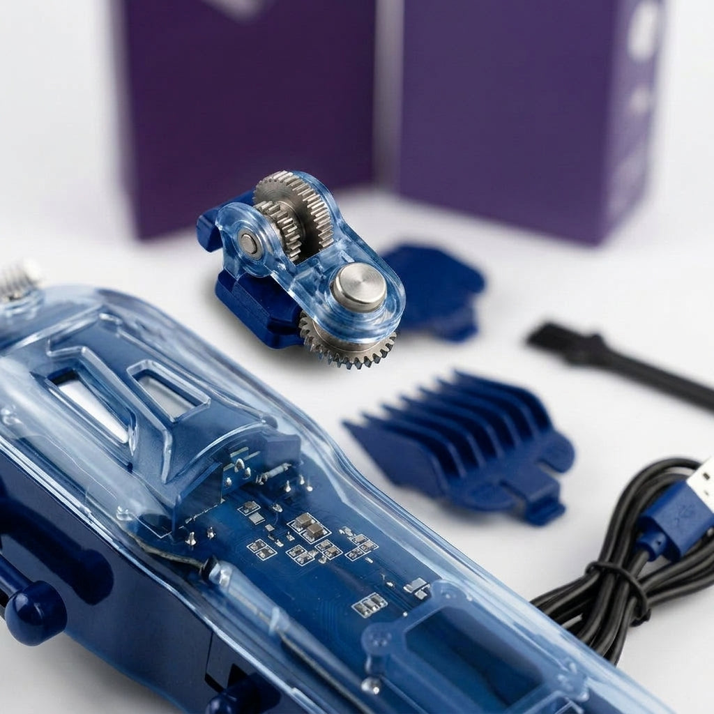 Dog clippers, quiet cordless design, ceramic blade, digital display, Blue, detail