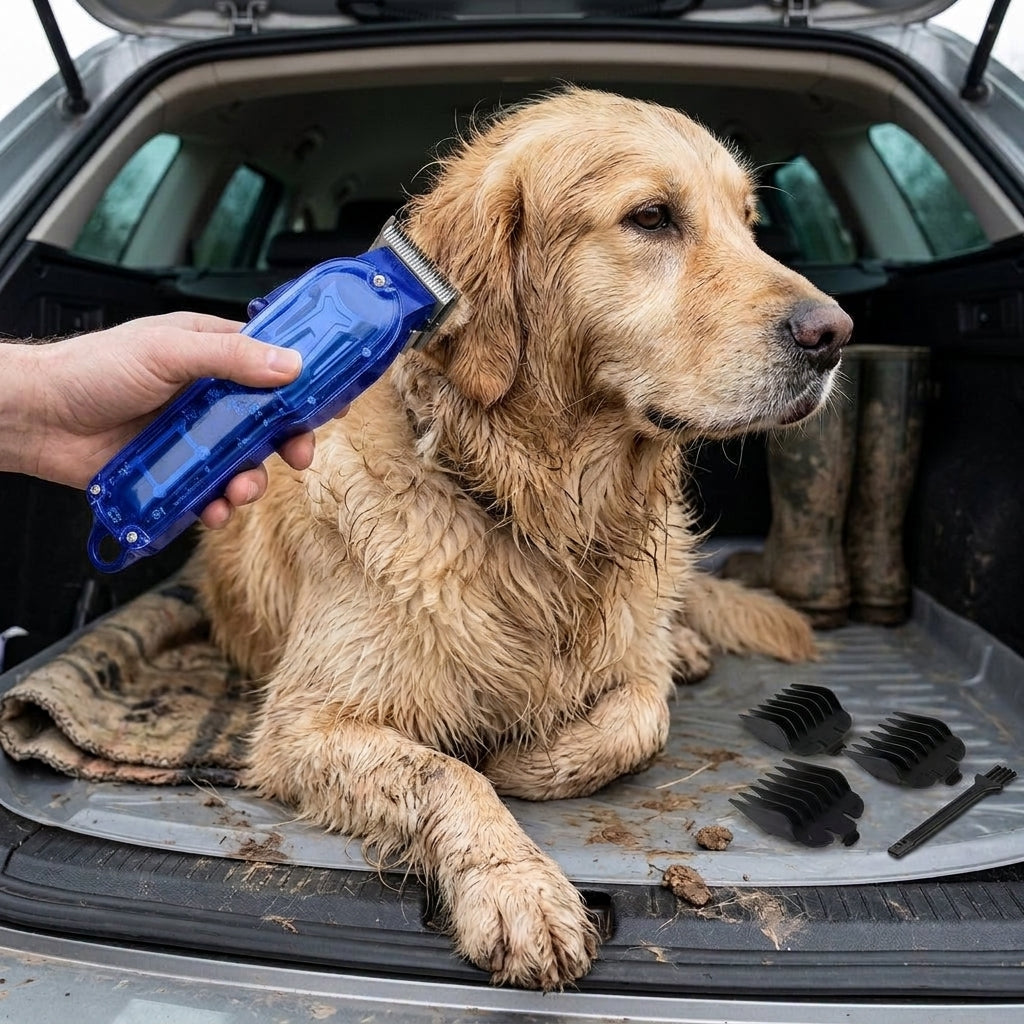 Dog clippers, quiet cordless design, ceramic blade, digital display, Blue