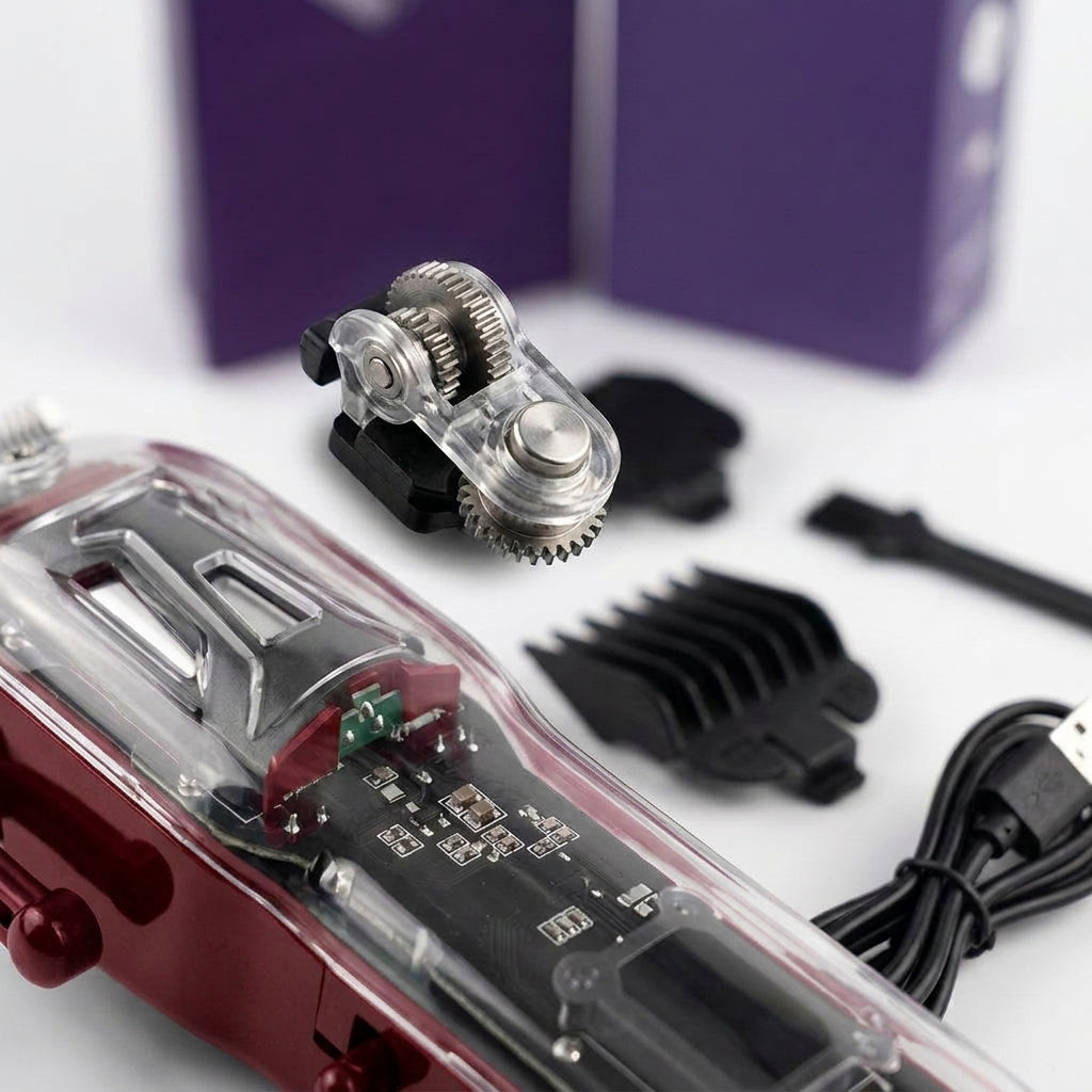 Dog clippers, quiet cordless design, ceramic blade, digital display, Red, detail