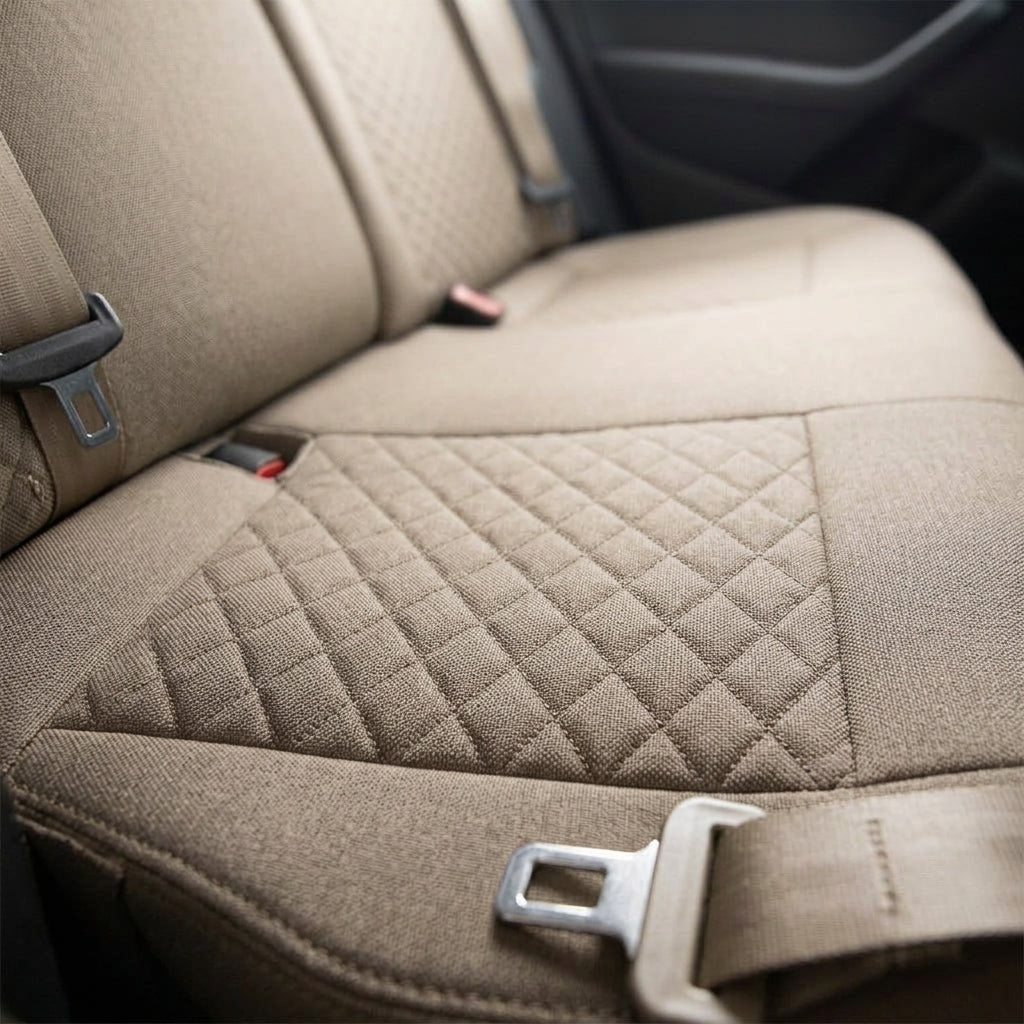 Dog car seat cover set, quilted with safety tether and washable liner, Beige-M Code, detail