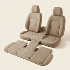 Dog car seat cover set, quilted with safety tether and washable liner, Beige-S Code, studio