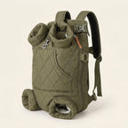 Dog backpack carrier, quilted padded chest pack with leg openings, Army Green, studio