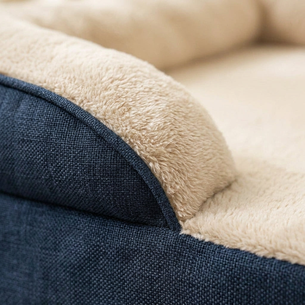 Dog sofa mat, quilted with raised bolsters, non-slip base, washable, L90X65X16Cm, detail