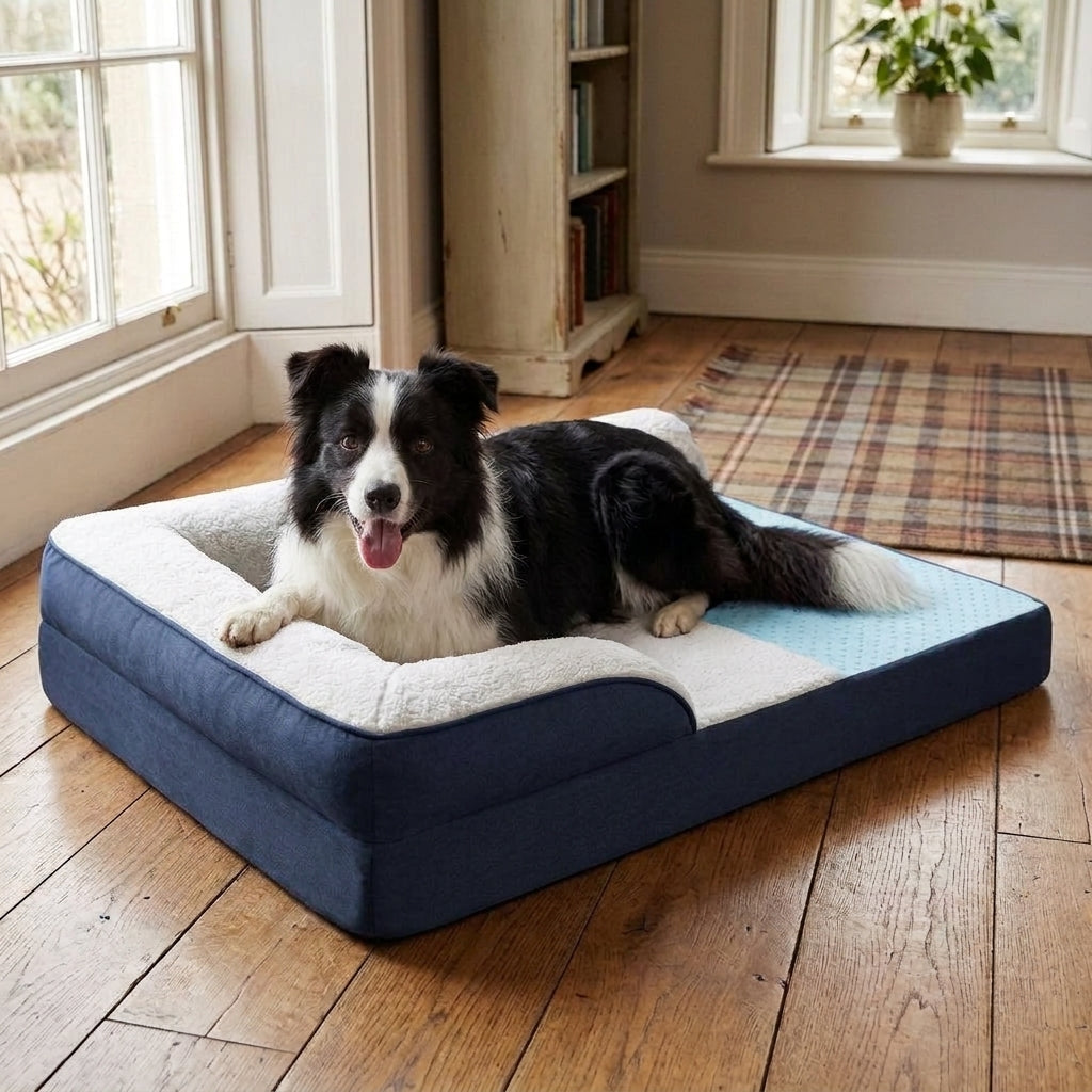 Dog Food Mat non Slip: Dog sofa mat, quilted with raised bolsters, non-slip base, washable, L90X65X16Cm