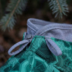 Waterproof dog coat, quilted winter jacket with fleece collar, Emerald Green, detail