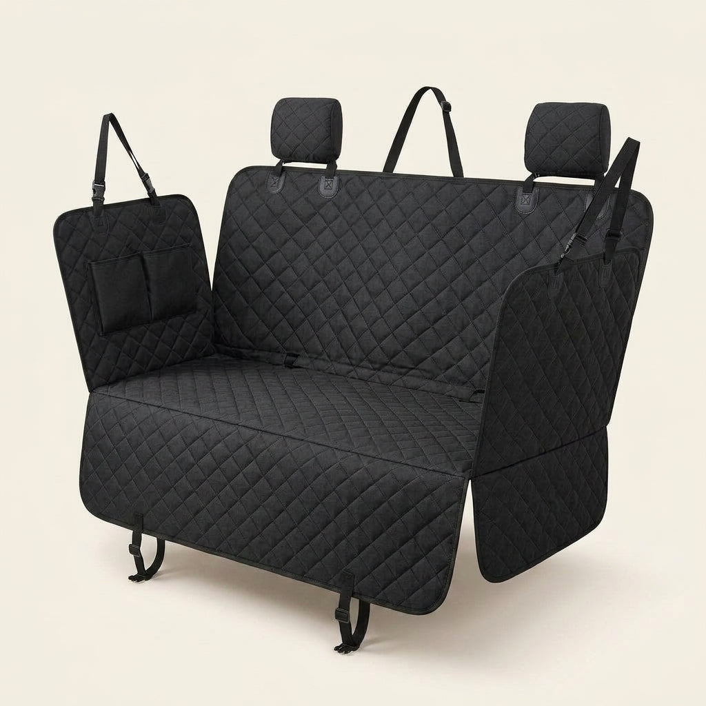 Dog car seat mat, waterproof Oxford fabric, machine washable, Black, studio