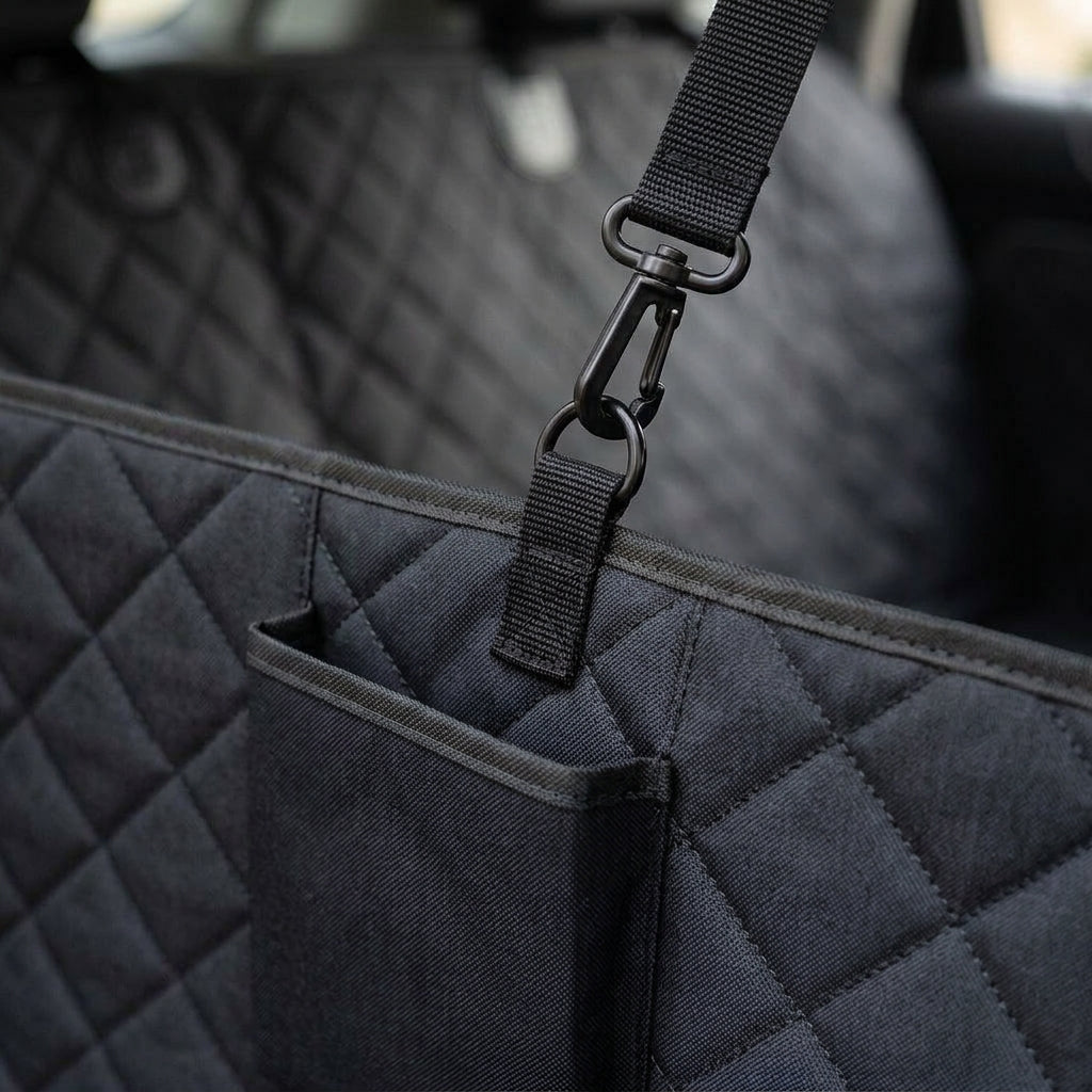 Dog car seat mat, waterproof Oxford fabric, machine washable, Black, detail