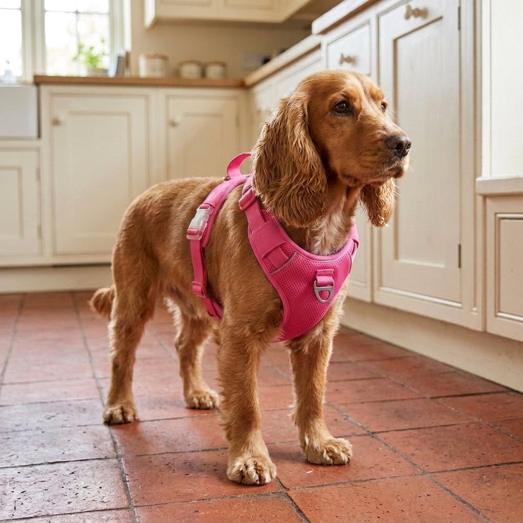 Dog Vest Reflective: Reflective dog vest, USB rechargeable light, weatherproof, Barbie Pink