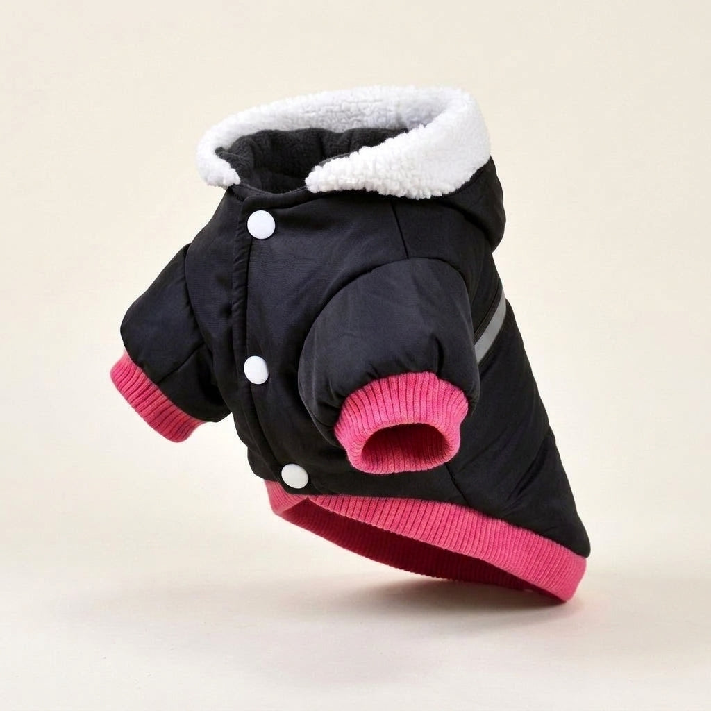 Quilted dog coat, reflective padded jacket with warm lining, Black, studio