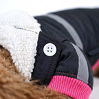Quilted dog coat, reflective padded jacket with warm lining, Black, detail