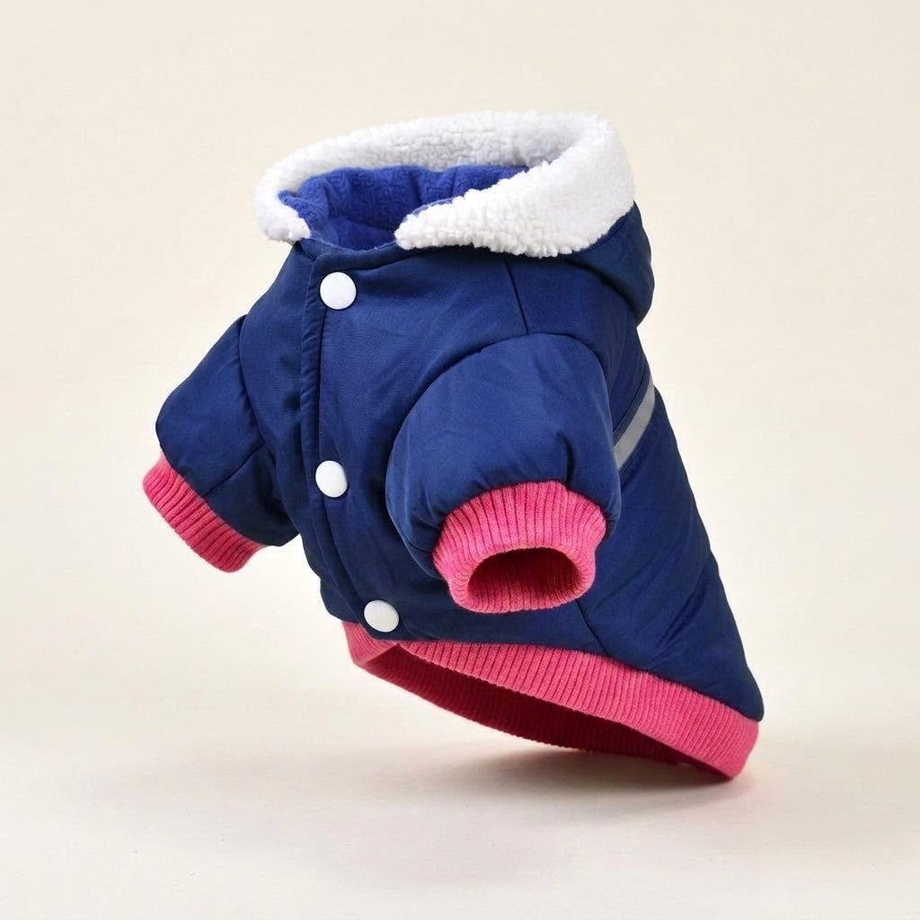 Quilted dog coat, reflective padded jacket with warm lining, Blue, studio
