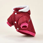 Quilted dog coat, reflective padded jacket with warm lining, Red, studio