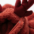 Reindeer antler dog hood, fleece Christmas costume, warm, Red, detail